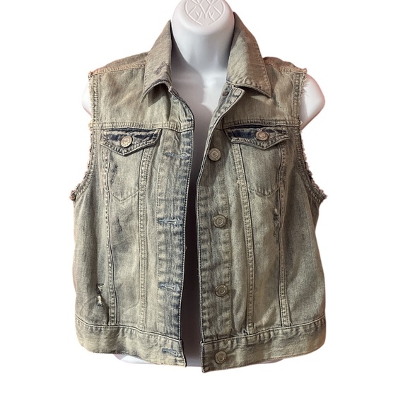 Aeropostale Distressed Denim Vest Women M - Picture 1 of 8